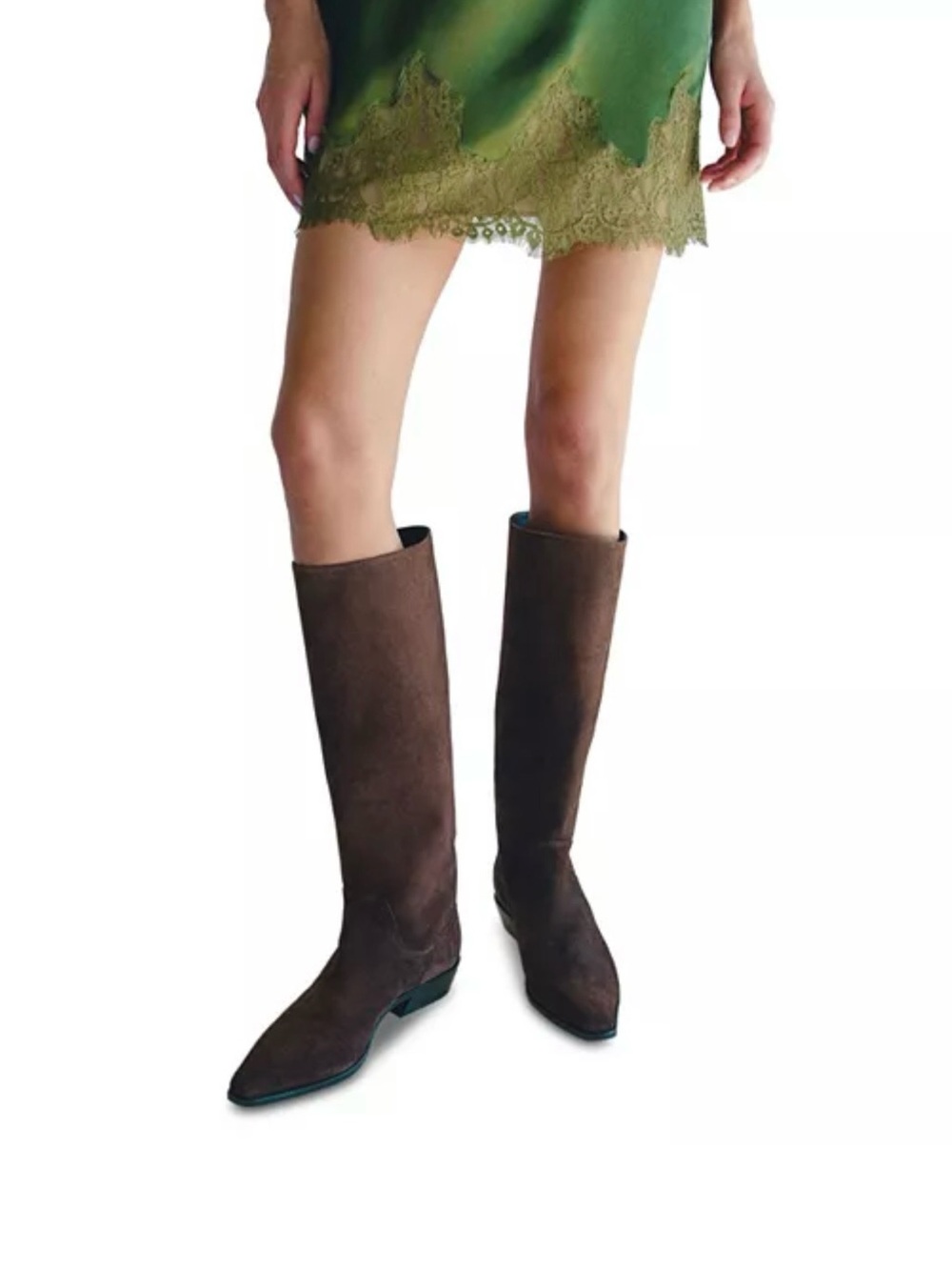 Reformation Tall Suede Over-the-Knee Boot in Dark Brown - Picture 3 of 8